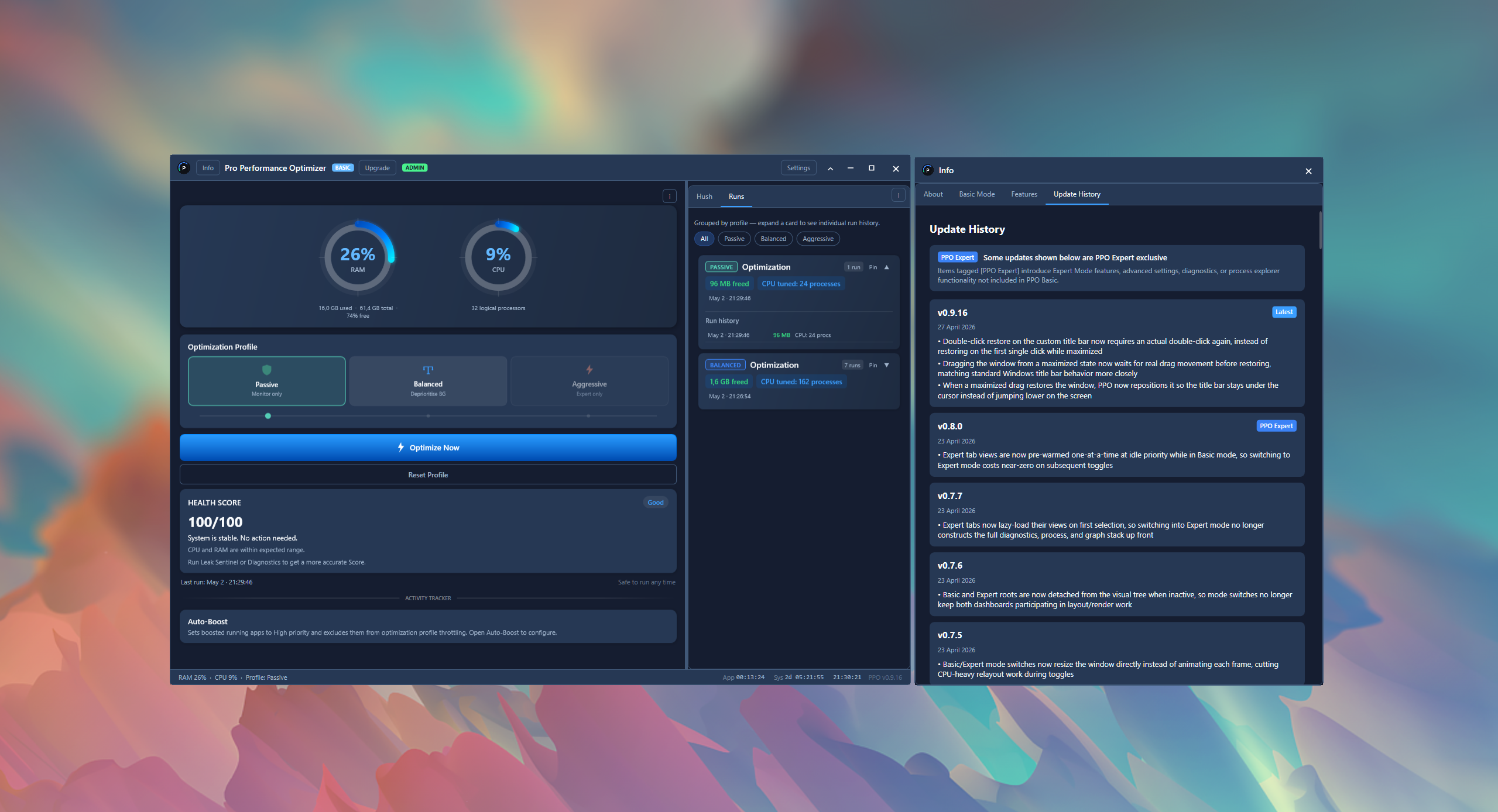 PPO Basic — settings and optimization options