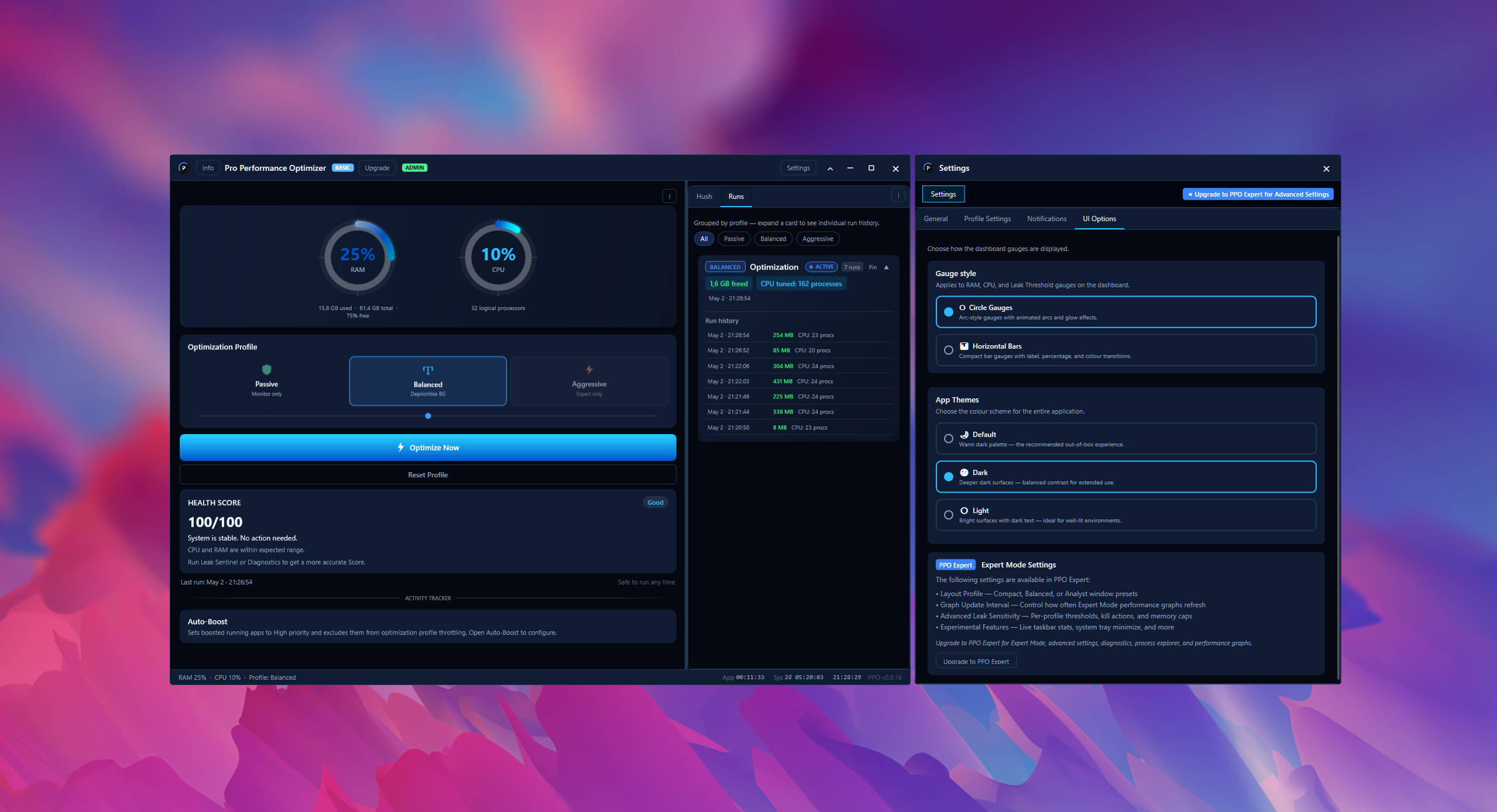 PPO Basic — dashboard and info overview