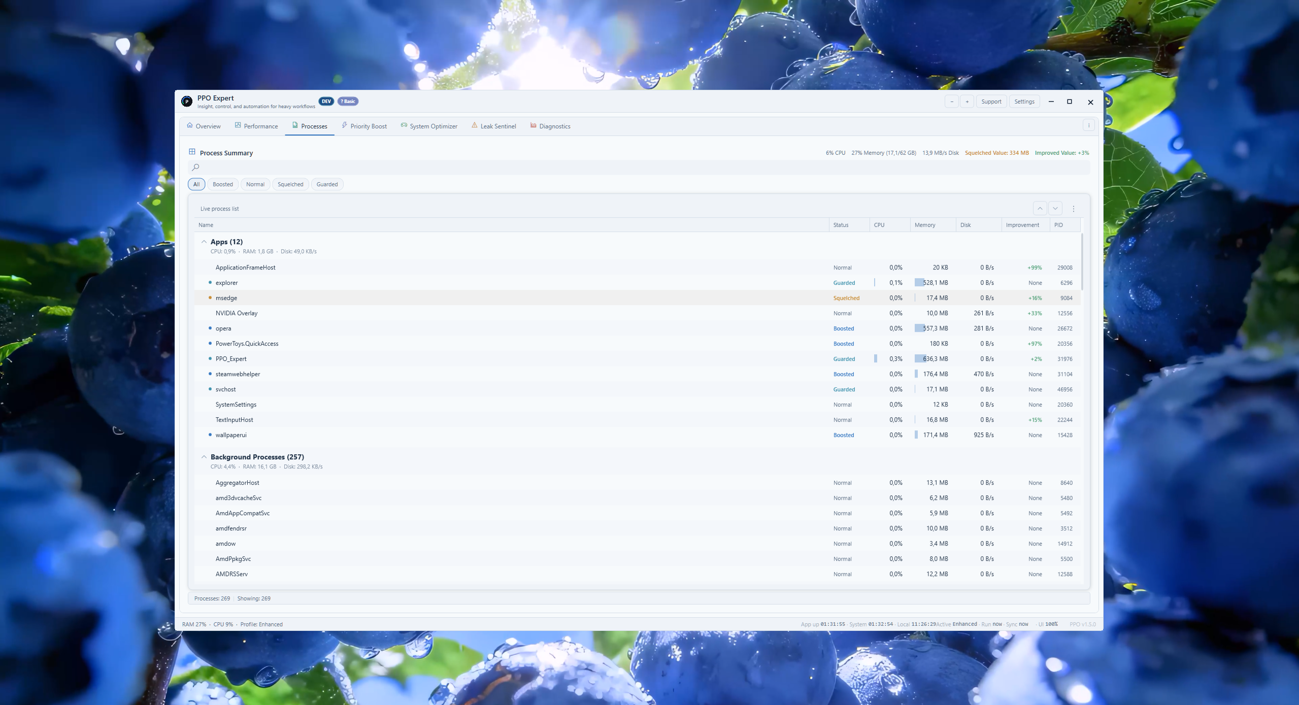 PPO Expert Overview historical trends and diagnostics summary (light theme)