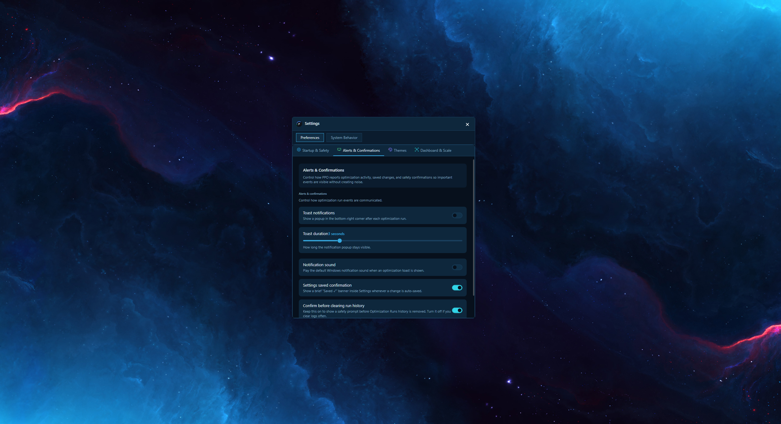 PPO Expert Settings, Themes and Appearance (default theme)