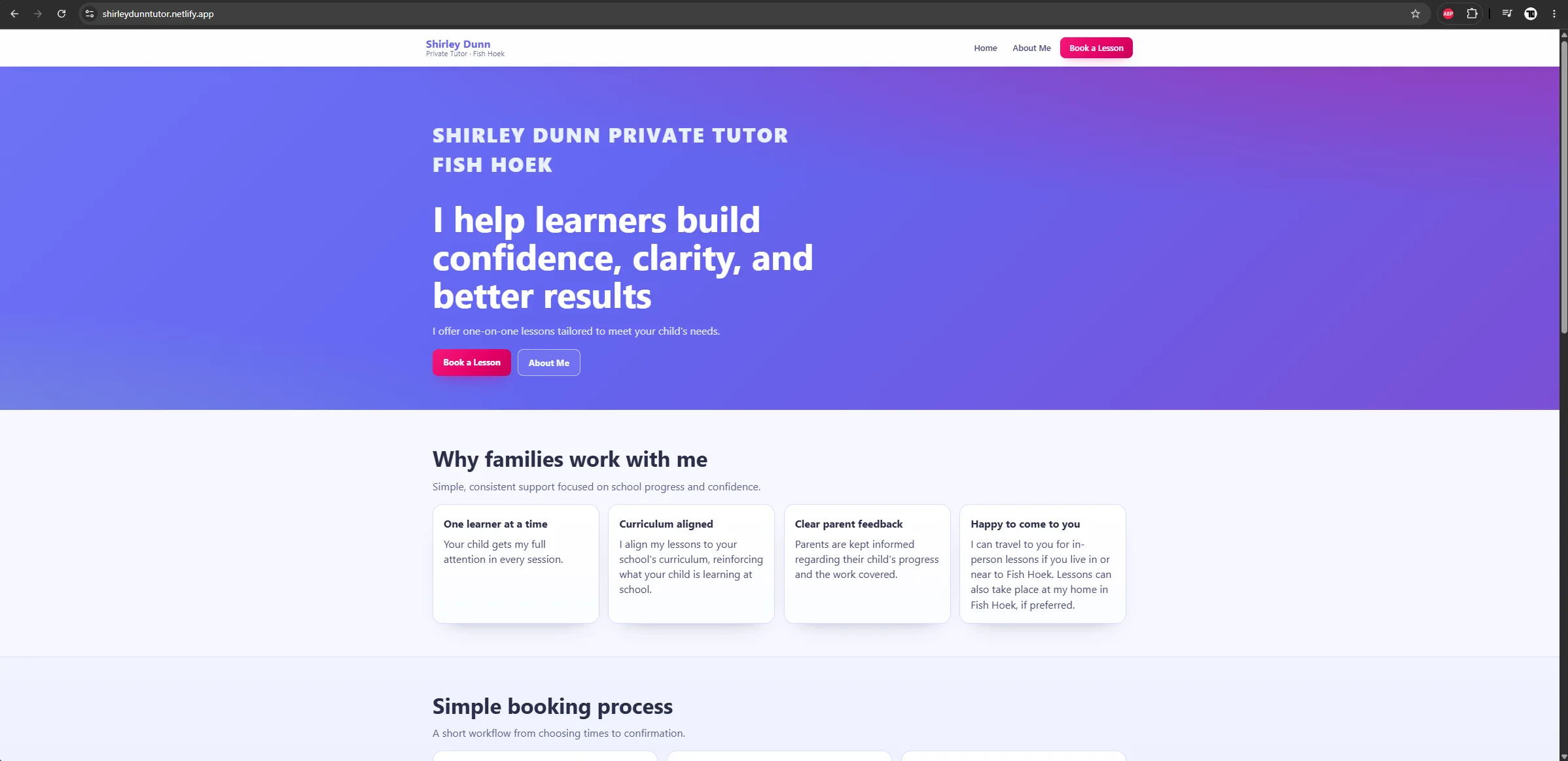 Shirley Dunn Tutor public website home page