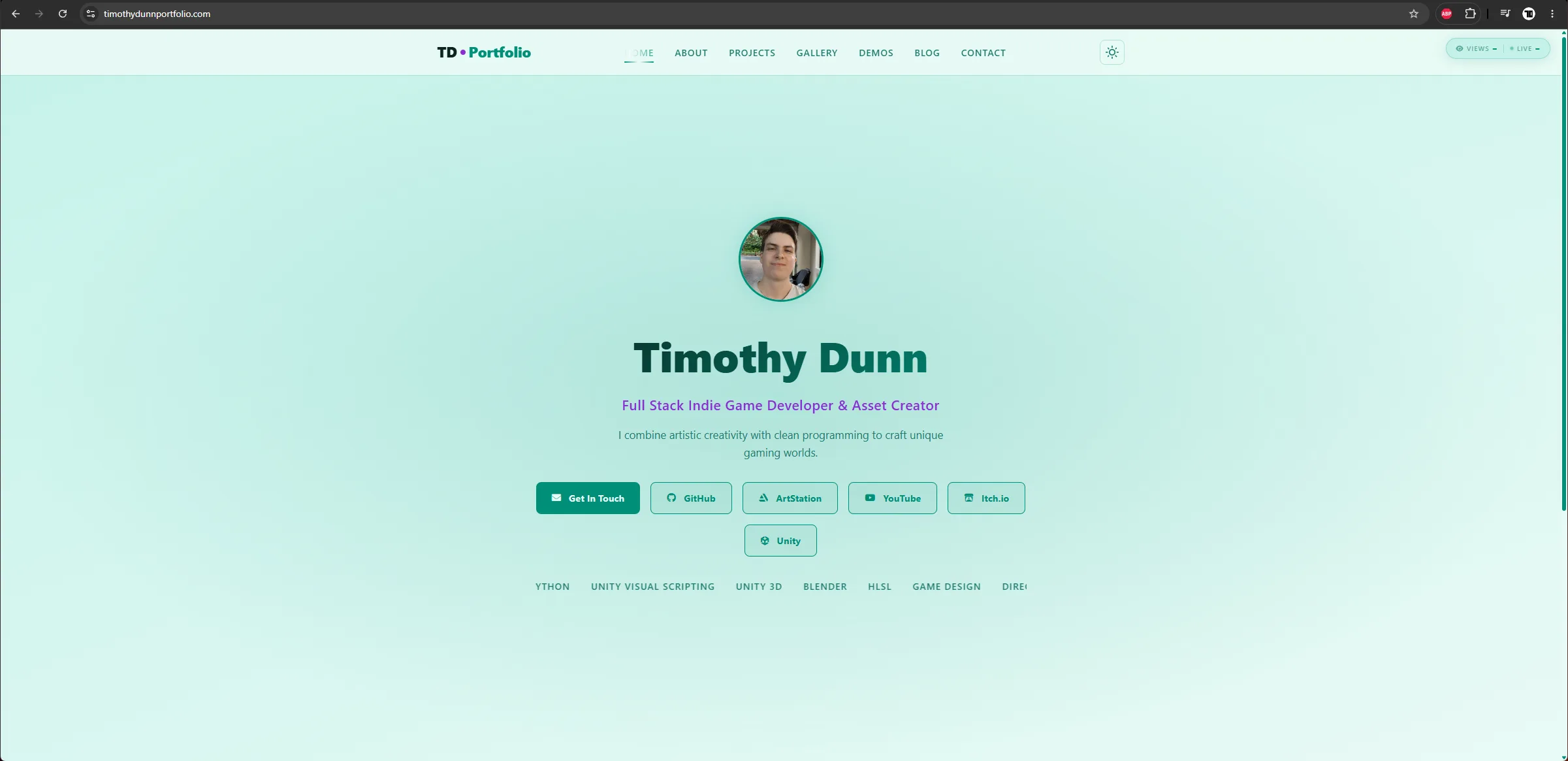 Timothy Dunn game developer and asset creator portfolio home page